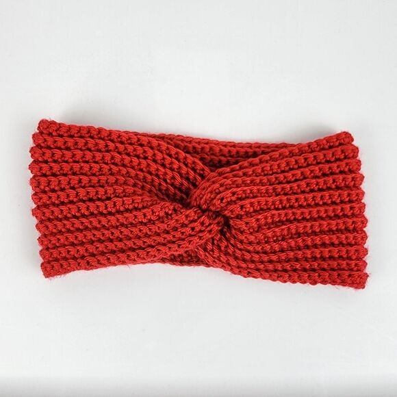 New Crochet Twisted Headband Ear Warmer Red Acrylic Yarn Handmade Handcrafted - Picture 5 of 5